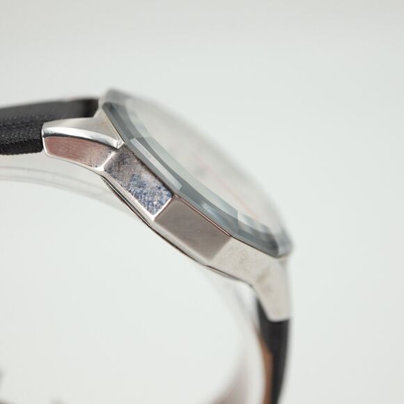 Kenneth Cole Reaction Watch 34mm Dodecagon Silver Tone Black Leather KC2471 - Picture 9 of 16